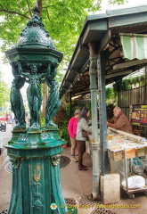 A Wallace fountain at the Marché aux oiseaux